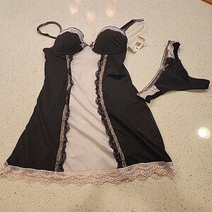 NWT Rene Rofe Sophie B Chemise Lingerie Small Gown Thong Panties